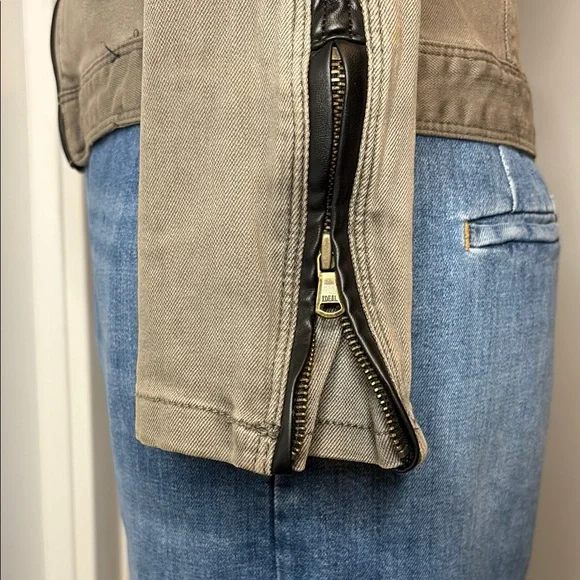 Blank NYC Olive Grey and Black Moto Jacket with Fitted Silhouette - Picture 5 of 16